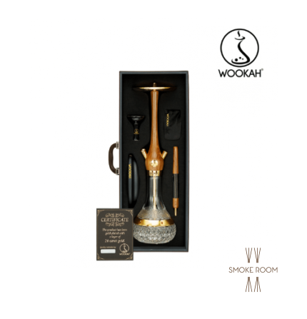 24k Gold - Plated WOOKAH Amber Gold Walnut Set