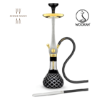 Ναργιλές 24K Gold-Plated WOOKAH Check Black White Nox Set - Image 2